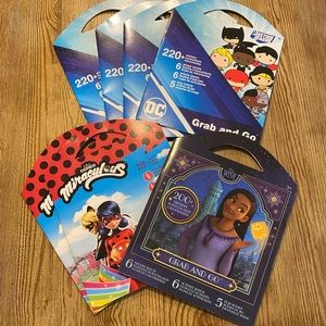WISH, JUSTICE LEAGUE, HEROEZ MIRACULOUS GRAB AND GO ART ACTIVITY SETS FOR KIDS
